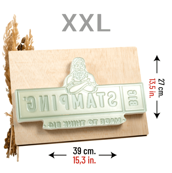 Medidas Sello talla XXL de BigStamping. El sello incluido en el Gran Mega Stamping Kit