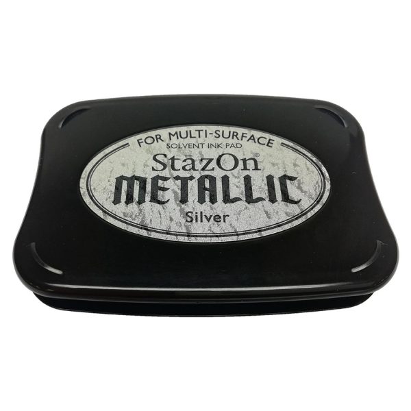 Tinta de Secado Rápido para sellos marca Stazon en color Plata